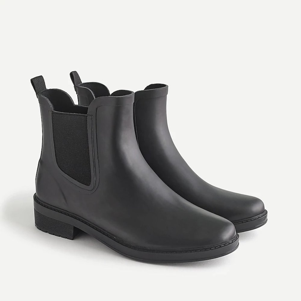JCrew Chelsea Matte Rain Boots Black Size 7